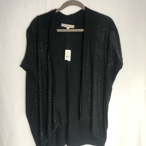 Loft NWT short sleeve sparkle black cardigan